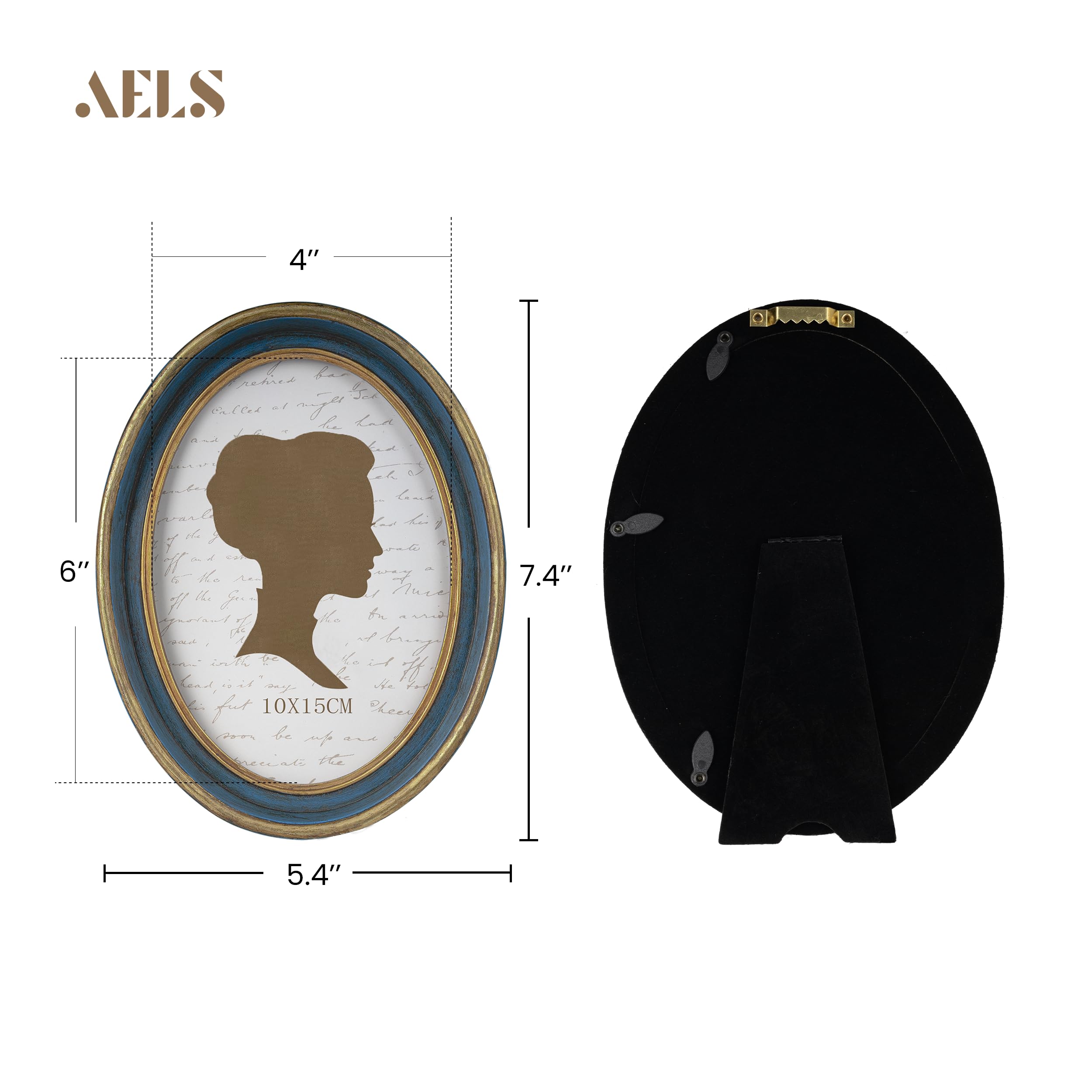 AELS 4x6 Inch Vintage Picture Frame, Elegant Antique Photo Frames with Glass Front, Photo Display, Tabletop Wall Hanging, Gift I